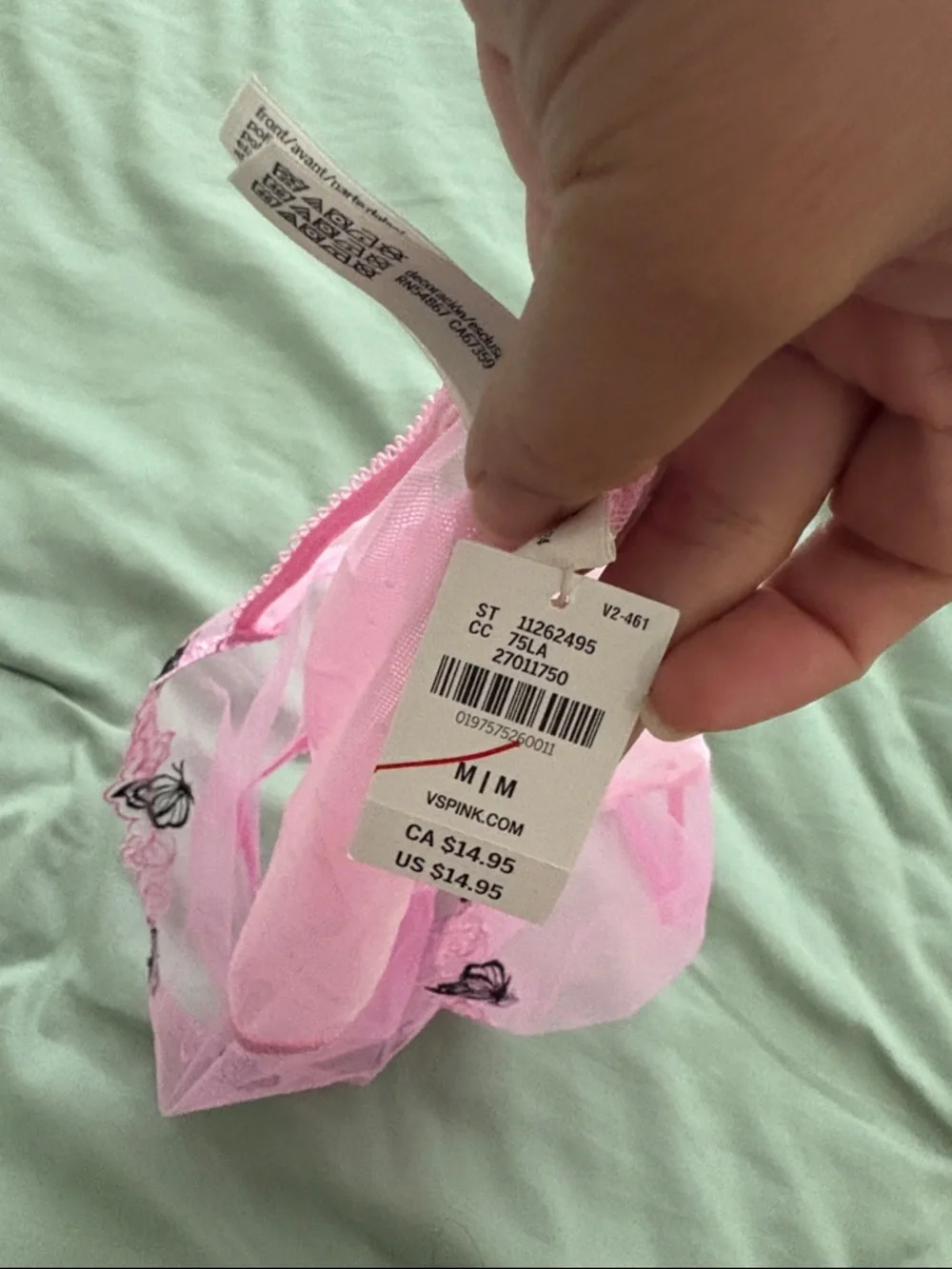 Victoria’s Secret PINK Wink Embroidered Butterfly Mesh Cheeky Panty M